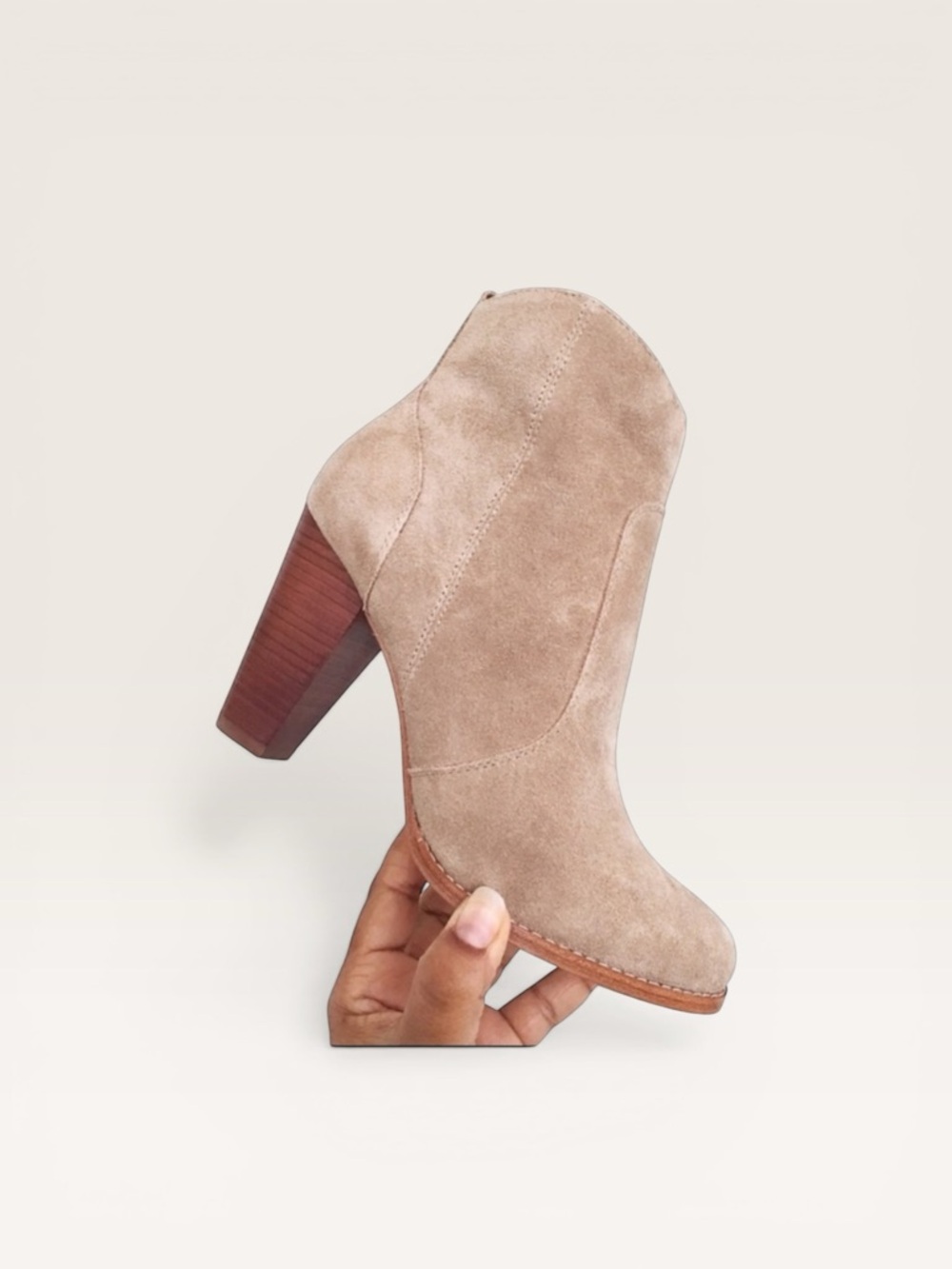 Joie Dalton Cement Tan Suede Block Heel Ankle Boot